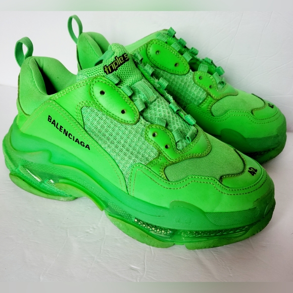 BALENCIAGA Green Triple S Sneakers Size 42 - Picture 8 of 10